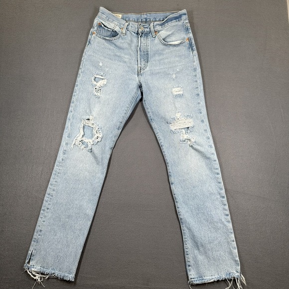 Vintage Levi's501 Jeans Mens 27x30Blue Denim Straight Mid Rise Distressed Grunge